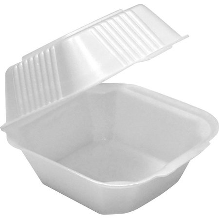 Pactiv Sandwich Container, Hinged, Foam, 6"x6"x3", 125/PK, White PCTYTH10080